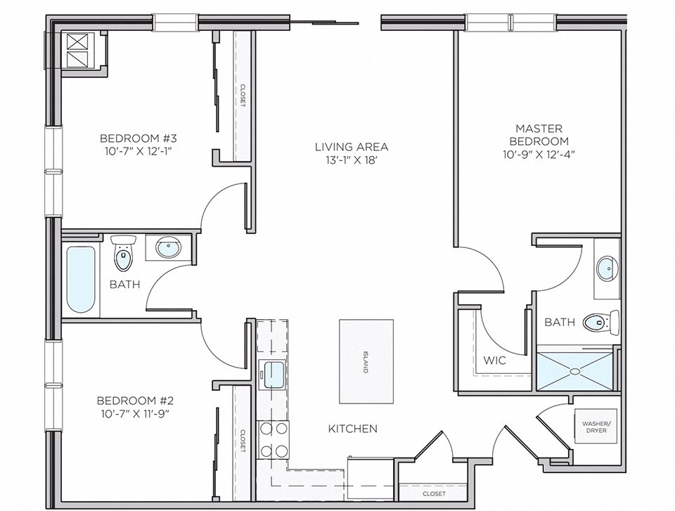 3 Bedrooms 2 Baths Floor Plan 7